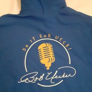 Blue Hoodie MLB World Series with Gold Microphone Design